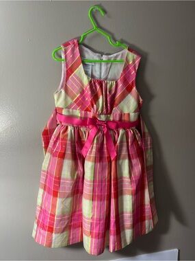 Bonnie Jean Pink Plaid Ribbon Sash Dress